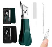Juego de 3 cortaúñas con borde biselado de 25° a prueba de salpicaduras, tres juegos de cortaúñas biseladas con pico de águila, cortaúñas oblicuas superafiladas, mango largo inclinado (verde)