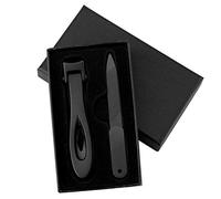 Juego de 3 cortaúñas de acero inoxidable, cortaúñas de acero inoxidable, lima de uñas, cortaúñas de manicura con caja de uñas gruesas, 2 unidades, negro D