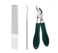 Juego de 3 cortaúñas de águila para uñas gruesas y encarnadas, cortaúñas curvadas con mandíbula ancha, almacenamiento ergonómico, ideal para personas mayores, mujeres (verde)