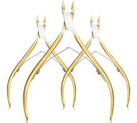 Juego de 3 cortaúñas profesionales para uñas de los pies y cutículas, tijeras de manicura de acero inoxidable, color amarillo, C