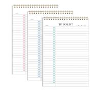 Juego de 3 cuadernos de lista de cosas que hacer - Cuaderno sin fecha 52 hojas desmontables, 14 x 21,1 cm, bloc de notas de productividad para el trabajo y la organización personal