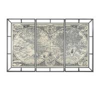 Juego de 3 cuadros Home ESPRIT Blanco Negro Mapamundi 222 x 8 x 140 cm (3 Piezas)