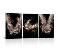 Juego de 3 cuadros románticos de amor y mano en mano sin marco, decoración de pared para sala de estar, dormitorio, 16 x 24 pulgadas