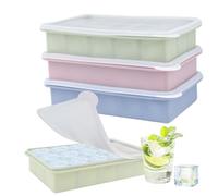 Juego de 3 cubiteras de silicona para cubitos de hielo en colores Morandi | Diseño de 15 compartimentos en color verde pastel, azul claro y rosa para cócteles de ginebra, café helado y bloques