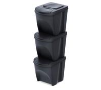 Set de 3 cubos de basura KEDEN SORTIBOX papelera reciclaje, antracita ECO, volumen 3x25L