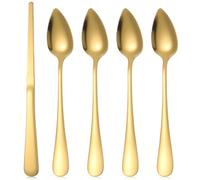 Juego de 3 cucharas de pomelo de acero inoxidable y 1 cuchillo de pomelo con bordes dentados, cucharas de frutas para bayas de kiwi, pomelos, manzanas (dorado)