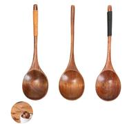 Juego de 3 Cucharas Pequeñas De Madera, Cucharillas Cafe Mezcladoras De Madera, Creativo Cuchara Sopa Estilo Japones, Cucharón De Madera Para Miel, Polvo, Mermelada (Línea Marrón, Línea Negra)
