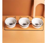 Juego de 3 Cuencos de Comida for Gatos, Cuenco Elevado for Comida for Gatos, Cuenco de cerámica for Comida for Gatos.(Black)
