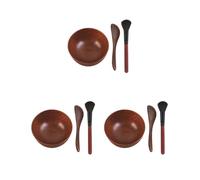Juego de 3 cuencos de madera para máscara facial, aplicador de herramientas, ligero, compacto