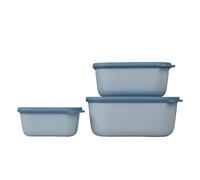 Juego de 3 cuencos multiusos rectangulares altos 750, 1500 y 3000 ml azul nórdico cirqula mepal