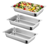 Juego de 3 cuencos para empanar, acero inoxidable GN 1/3, recipiente de 32,5 x 17,5 x 6,5 cm, juego de recipientes GN, 2,4 litros, de metal, rectangular, recipiente gastronorm, ideal para chuletas,