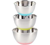 Juego de 3 Cuencos para Mezclar Acero Inoxidable Ensaladera con Base de Silicona Antiadherente y Boquillas para Verter , Boles de Cocina Apilables 1.5L, 3L, 5L