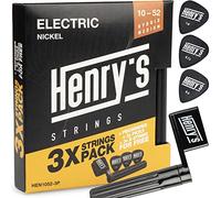 Juego de 3 cuerdas de guitarra E Guitarra 10-52 - Cuerdas de guitarra E - Cuerdas medianas - Extra 3 E1 y 3 púas y manivela de cuerda - Juego de cuerdas eléctricas