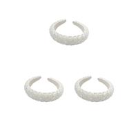 Juego de 3 diademas con cuentas de cristal, flexibles, gruesas, anchas, estilo barroco, cierre de moda, aro de regalo para mujer, accesorios blancos