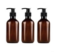 Juego de 3 dispensadores de jabón recargables de plástico para manos de 3 a 300 ml con bomba suave para champú, loción, platos, jabones para el hogar para hotel (marrón)