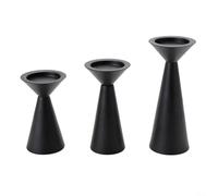 Juego de 3 elegantes portavelas de diseño vintage negro para crear un ambiente acogedor en cualquier evento (C)