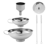 Juego de 3 embudos de acero inoxidable, embudos de boca ancha para frascos, con asa, embudos de cocina apilables para llenar, aceites de cocina y polvos.