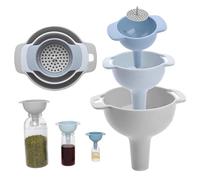 Juego de 3 embudos de cocina con colador, embudos de plástico para llenar botellas pequeñas, verter aceite y productos secos: seguros para alimentos fáciles de limpiar...