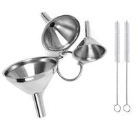 Juego de 3 embudos de cocina de acero inoxidable de grado alimenticio con cepillo de limpieza, pequeño para llenar botellas, juego de cocina de acero inoxidable