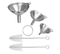 Juego de 3 embudos de cocina de ancha, embudo de acero inoxidable de 4,5/5,5/7,5 cm con cepillos de limpieza para transferir líquido, polvo, especias, cerveza, vino, botellas de llenado