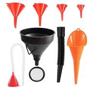 Juego de 3 embudos de llenado de plástico flexible en ángulo recto, embudo universal para coche, gasolina y combustible con caño extraíble y embudo largo (rojo/naranja/negro, 4 unidades)