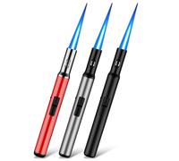 Juego de 3 encendedores de tormenta recargables de gas, longitud: 19 cm, resistente al viento, para velas, cocina, camping, barbacoa, chimenea, regalos para hombres, sin gas