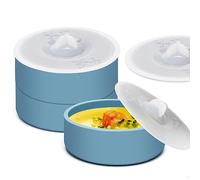Juego de 3 escalfadores de huevos de silicona con tapas para cocinar huevos en microondas, horno tostador, freidora de aire, molde antiadherente para hacer huevos escalfados
