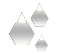 Atmosphera Juego de 3 espejos hexagonales dorados 19,8x17,5/25x22,5/29,5x26 cm