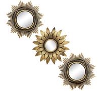 Juego de 3 espejos dorados para decorar la pared; fantástica decoración de pared para sala de estar, dormitorio y comedor (M013)