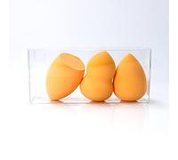 Juego de 3 esponjas de belleza, esponja mezcladora de maquillaje para maquillaje líquido y crema, cobertura construible, esponja de base para base natural, espuma sin látex, naranja A40