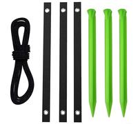 Juego de 3 estacas para árbol con correas y cuerda de anclaje, juego de estacas de jardín de plástico resistente para árboles jóvenes, protección contra el viento y el mal tiempo, verde y negro (verde