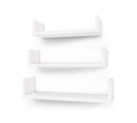 SONGMICS LWS40WT - Juego de 3 estantes de pared modernos, estantes flotantes de tablero DM con acabado de alto brillo y montaje invisible, color blanco