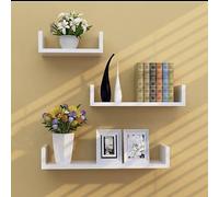 Juego de 3 estantes flotantes blancos rústicos de madera montados en la pared para dormitorio, cocina, sala de estar, almacenamiento y decoración, elegante nización rústica para el hogar
