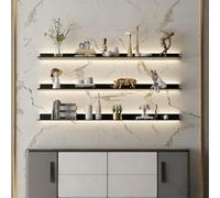 Juego De 3 Estantes Flotantes con Luces LED, Estante De Exhibición Flotante De Metal para Montar En La Pared, Kit De Tira De Luces LED Debajo del Gabinete para Dormitorio(Black,70cm)