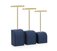 Juego de 3 estantes para joyería, soporte en T para pendientes de metal, soporte para pendientes, accesorios de fotografía, armario, exhibición, base azul, juego de exhibición de joyería, 3 piezas