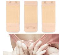 Juego de 3, Extensores de Sujetador, 2 x 2 filas de ganchos, para todos los modelos de Sujetadores comunes, Extensor de Correa de Sujetador suave y elástico, lavable, Beige, Extensores de sujetador