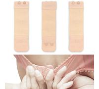 Juego de 3, Extensores de Sujetador, 2 x 2 filas de ganchos, para todos los modelos de Sujetadores comunes, Extensor de Correa de Sujetador suave y elástico, lavable, Beige, Extensores de sujetador