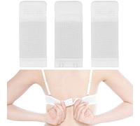 Juego de 3, Extensores de Sujetador, 2 x 2 filas de ganchos, para todos los modelos de Sujetadores comunes, Extensor de Correa de Sujetador suave y elástico, lavable, Blanco, Extensores de sujetador