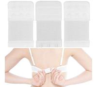 Juego de 3, Extensores de Sujetador, 3 x 2 filas de ganchos, para todos los modelos de Sujetadores comunes, Extensor de Correa de Sujetador suave y elástico, lavable, Blanco, Extensores de sujetador