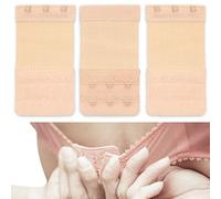 Juego de 3, Extensores de Sujetador, 3 x 2 filas de ganchos, para todos los modelos de Sujetadores comunes, Extensor de Correa de Sujetador suave y elástico, lavable, Beige, Extensores de sujetador