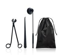 Juego de 3 extintores de velas, 1 bolsa de almacenamiento, tapa de vela de acero inoxidable, cortador de mecha para velas, juego de cuidado de velas, tijeras para todas las velas (negro)