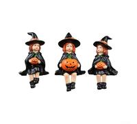 Juego de 3 figuras de bruja de calabaza de resina para decoración del hogar de Halloween, añadiendo encanto de temporada y elementos divertidos a cualquier habitación