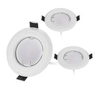 Juego de 3 focos LED empotrables ultraplanos HCFEI en color blanco con módulo 230 V I W 320 lúmenes cálido 3000 K ángulo haz 120° regulable 55 mm agujero montaje lámpara empotrable redonda