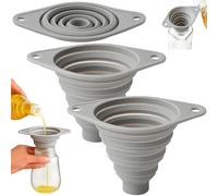 Juego de 3 Folding Funnels, Embudos Plegables de Silicona, Embudo para Uso en Cocina para llenar Botellas, Utensilios de Cocina para Cocinar, embudos pequeños para llenar Botellas pequeñas, Gris