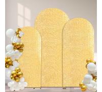 Juego de 3 Fundas de Arco de Lentejuelas Doradas para Arco de 6 pies, 6.6 pies, 7.2 pies, Fundas de Fondo Brillantes para Fiestas, Bodas, Banquetes