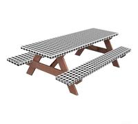 Juego de 3 fundas de poliéster para mesa de picnic, impermeable, resistente al viento, con borde elástico, para uso en jardín y camping