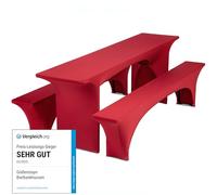 Juego de 3 Fundas elásticas para Bancos para jardín Leopold de Gräfestayn® (de 50 o 70 cm), con estándar Öko-Tex 100, Rojo, 50 x 220 cm