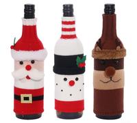 Juego de 3 fundas festivas para botellas de vino de Papá Noel para fiestas de Navidad, perfectas para transformar botellas ordinarias en decoración de temporada