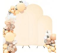 Juego de 3 fundas para arcos de spandex de 5 pies, 6 pies y 6.6 pies, color beige.