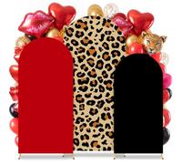 Juego de 3 fundas para telón de fondo de arco de leopardo, rosa, negro, 1,2 m, 1,5 m, 1,8 m, sin soporte